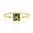 Forrest Green Tourmaline Petite Circle Diamond Ring  18K Stackable ring