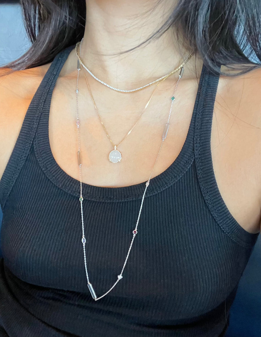 Ice Jadeite and diamond zen necklace