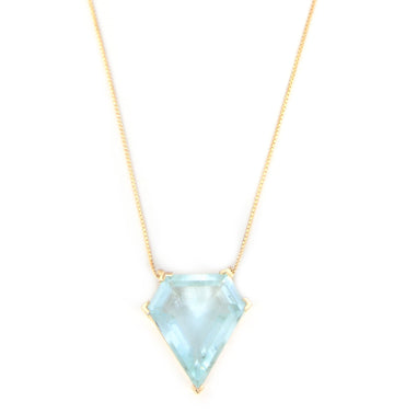 Aquamarine Contour Shield Necklace