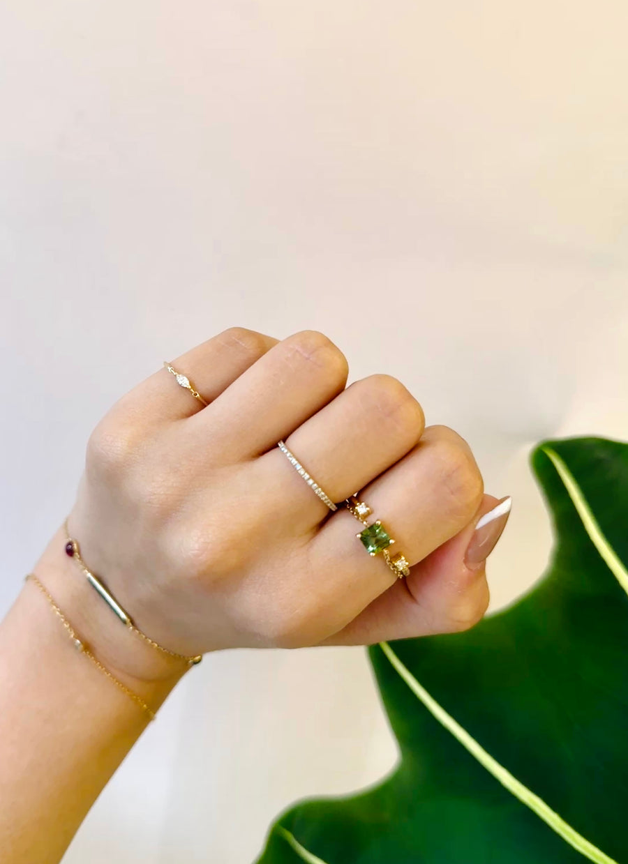 Ascher green Tourmaline Chain Ring