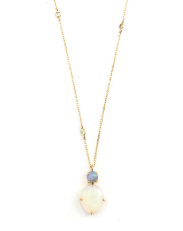 Opal & Diamond bezel necklace