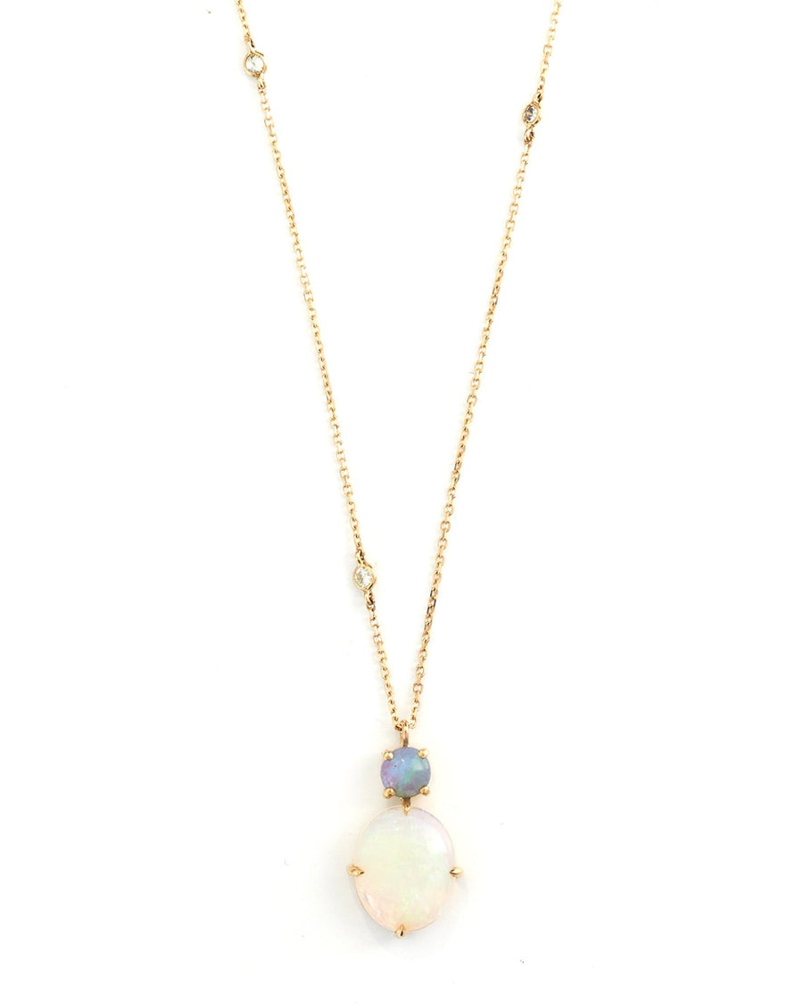 Opal & Diamond bezel necklace
