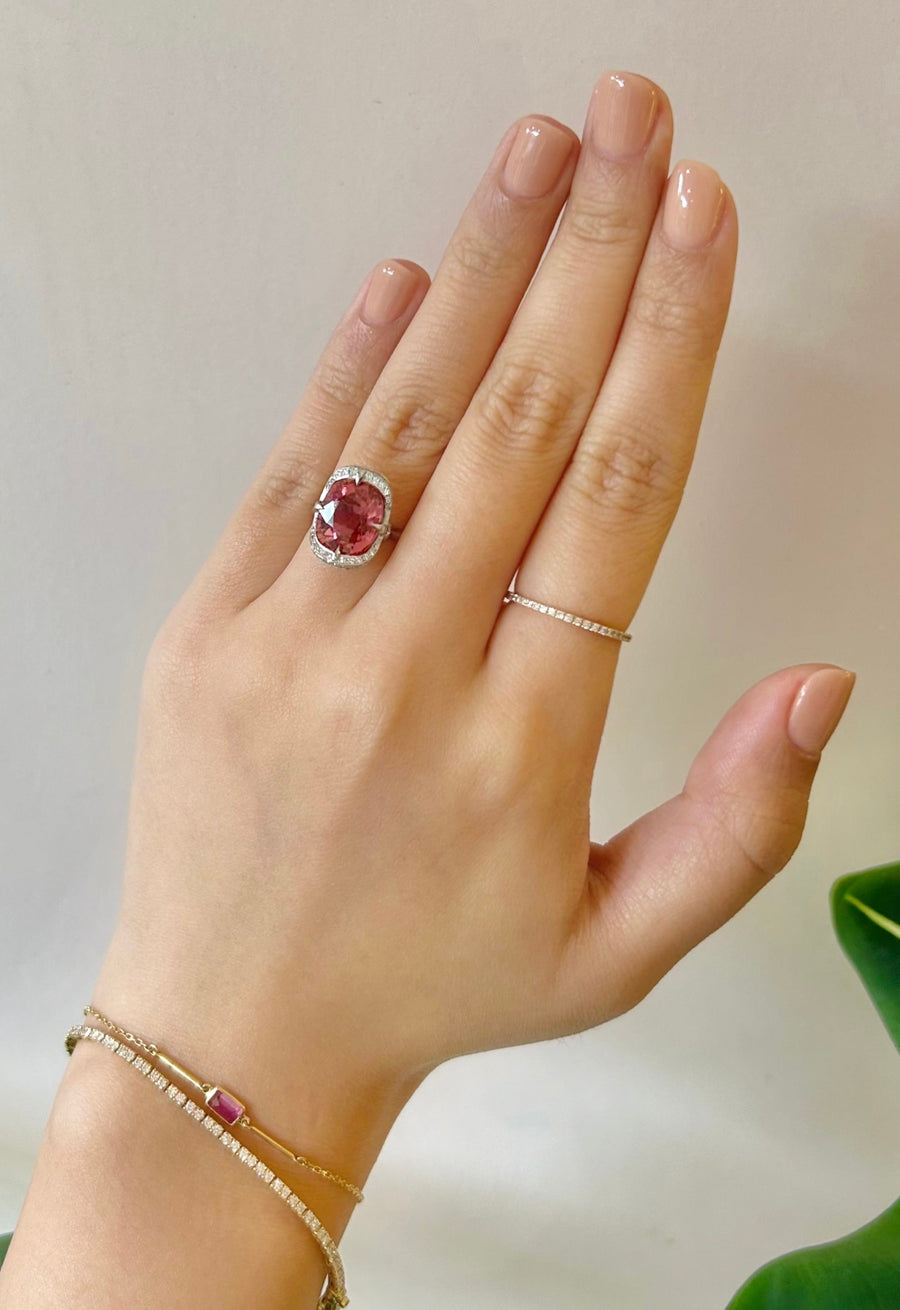 Raspberry Tourmaline & Diamond Aurora Ring