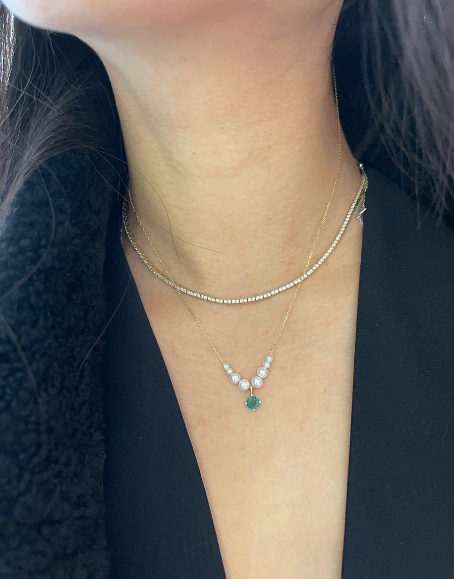 Akoya Pearl & Emerald Gaia necklace