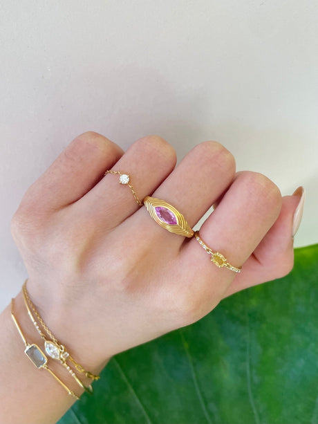 Pink Sapphire Pyramid Eye Ring