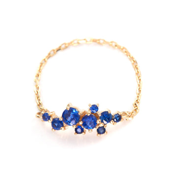 Sapphire Cluster Chain Ring