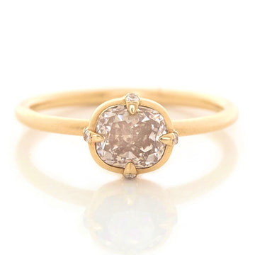 Cushion Champagne Diamond Compass Ring