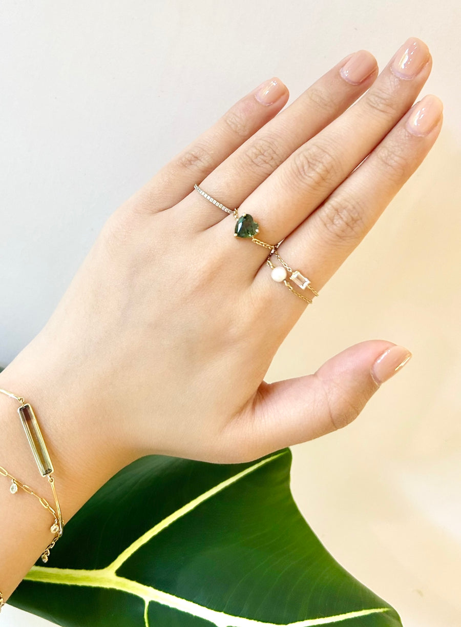 Green Sapphire Heart Supreme Chain Ring