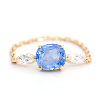 Ceylon Sapphire & diamond dream weaver chain ring