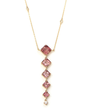 Pink Tourmaline & Diamond Cascade Necklace