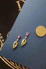 Rhodolite & Heliodor Dewdrop Earrings