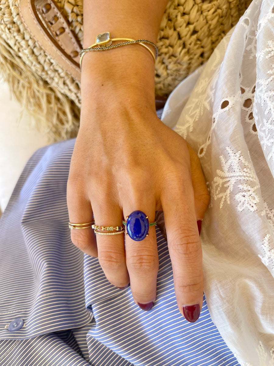 Lapis & Emerald Globe Ring