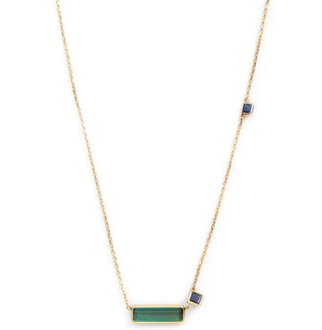 Green Tourmaline & Sapphire Bar Necklace