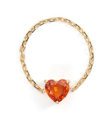 Orange Sapphire Heart Supreme Chain Ring