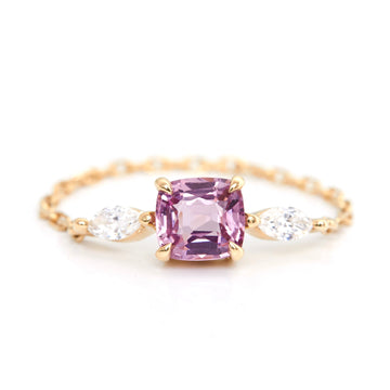 Lilac Spinel & diamond dream weaver chain ring