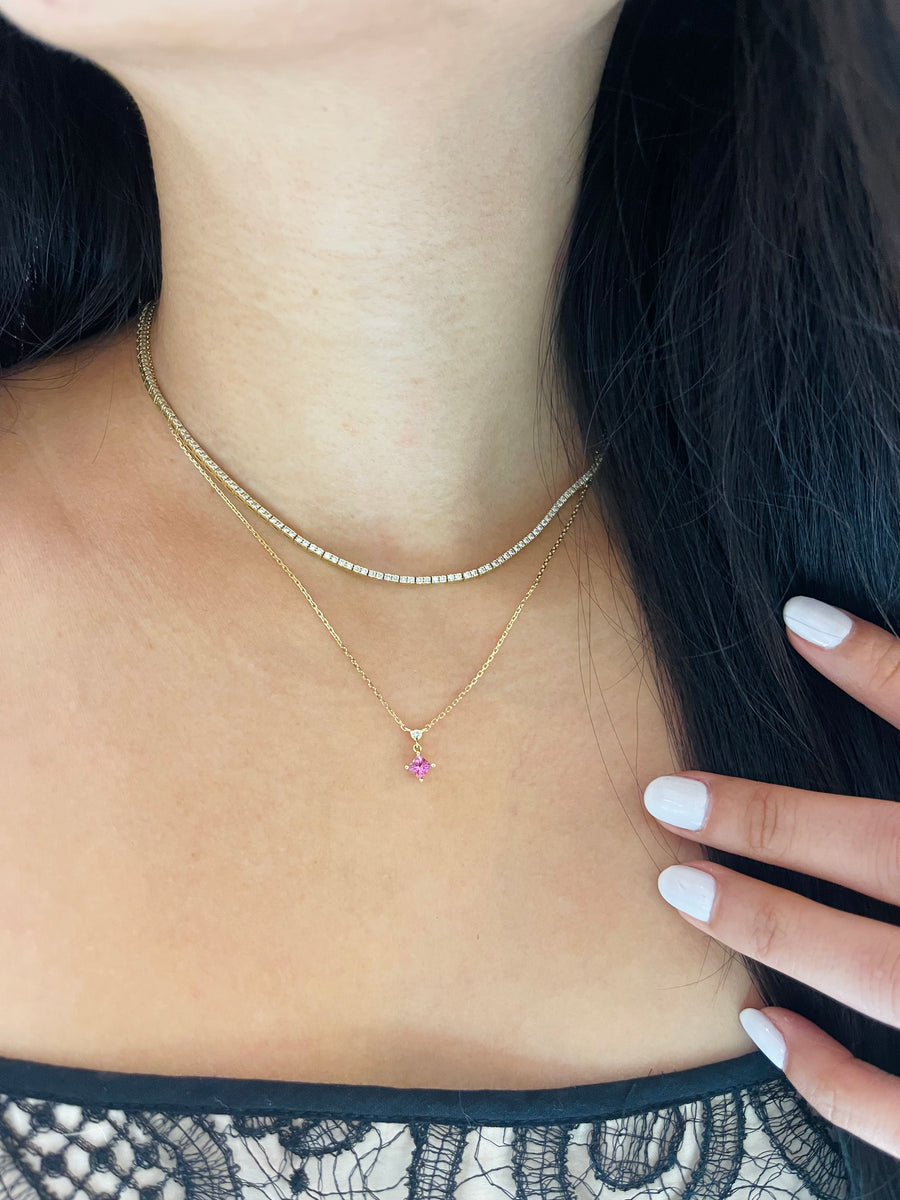 Pink Sapphire & Diamond Whispers Necklace