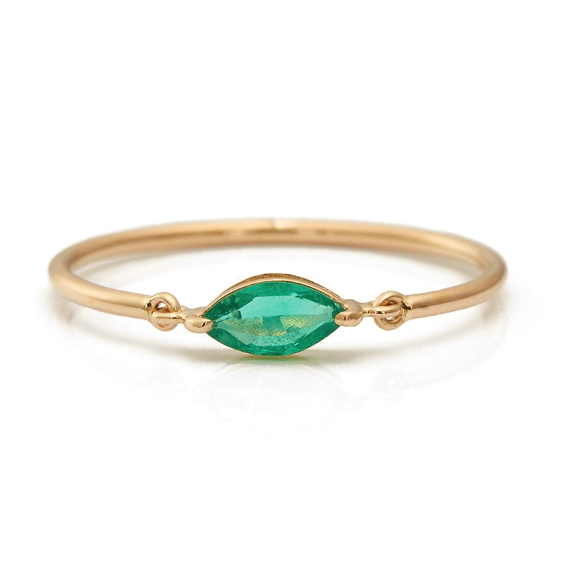 Emerald Marquise Petite Circle Ring