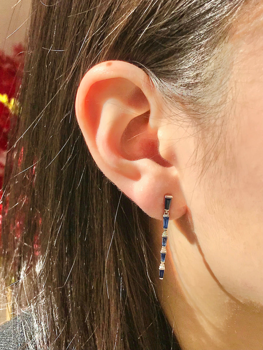 Sapphire streaming platinum earrings