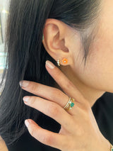 Coral & Diamond Flora Stud