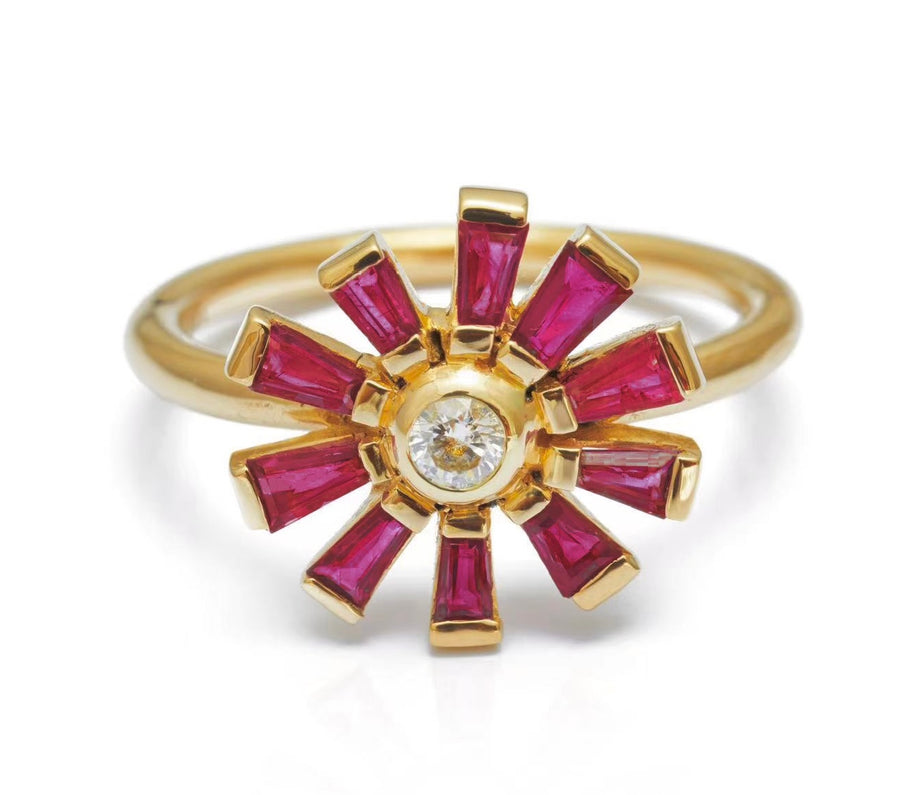 Ruby & Diamond Daisy Ring