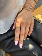 Emerald Marquise Petite Circle Diamond Ring