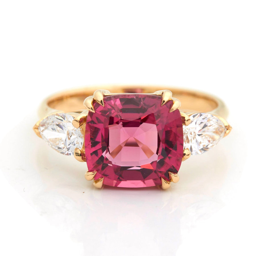 Raspberry Tourmaline & diamond eternal ring