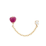Gemstone Heart & Diamond Chain Earring
