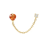 Gemstone Heart & Diamond Chain Earring
