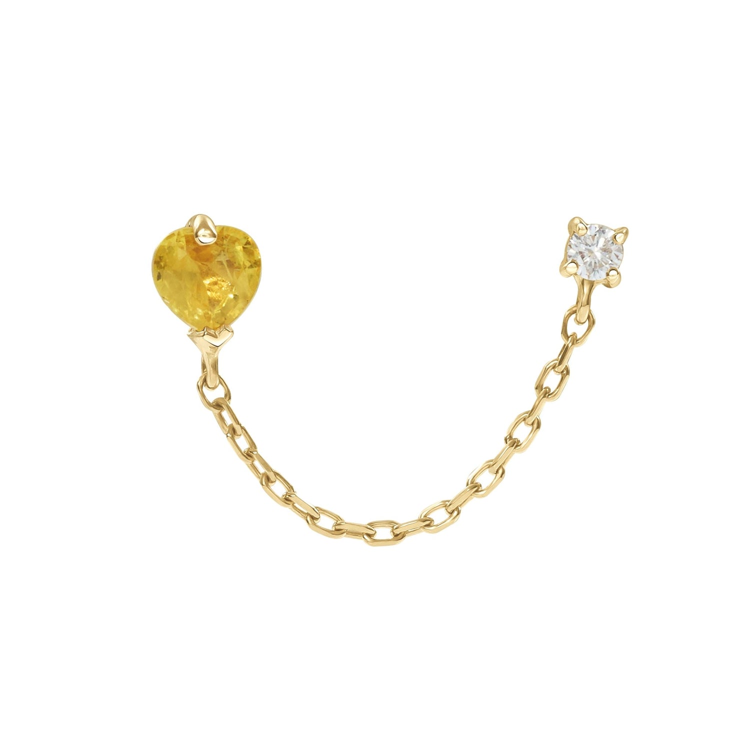 Gemstone Heart & Diamond Chain Earring