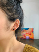 Gemstone Heart & Diamond Chain Earring