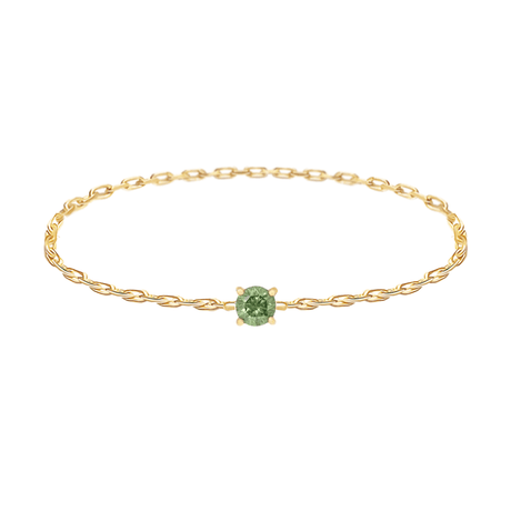 Green Diamond Chain Ring 14k gold Stackable ring