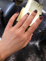 Green Diamond Chain Ring 14k gold Stackable ring on model