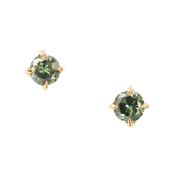Green Diamond Studs 14K Gold Handmade Fine Jewelry