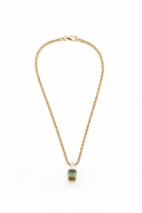 Green Ombre Tourmaline & Diamond Bar Pendant Necklace 18K gold handmade fine jewelry 1