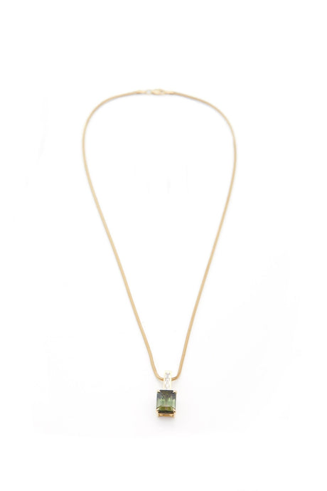 Green Ombre Tourmaline & Diamond Bar Pendant Necklace 18k handmade fine jewelry 2