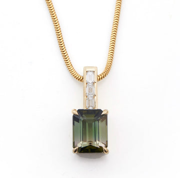 Green Ombre Tourmaline & Diamond Supreme Pendant Necklace