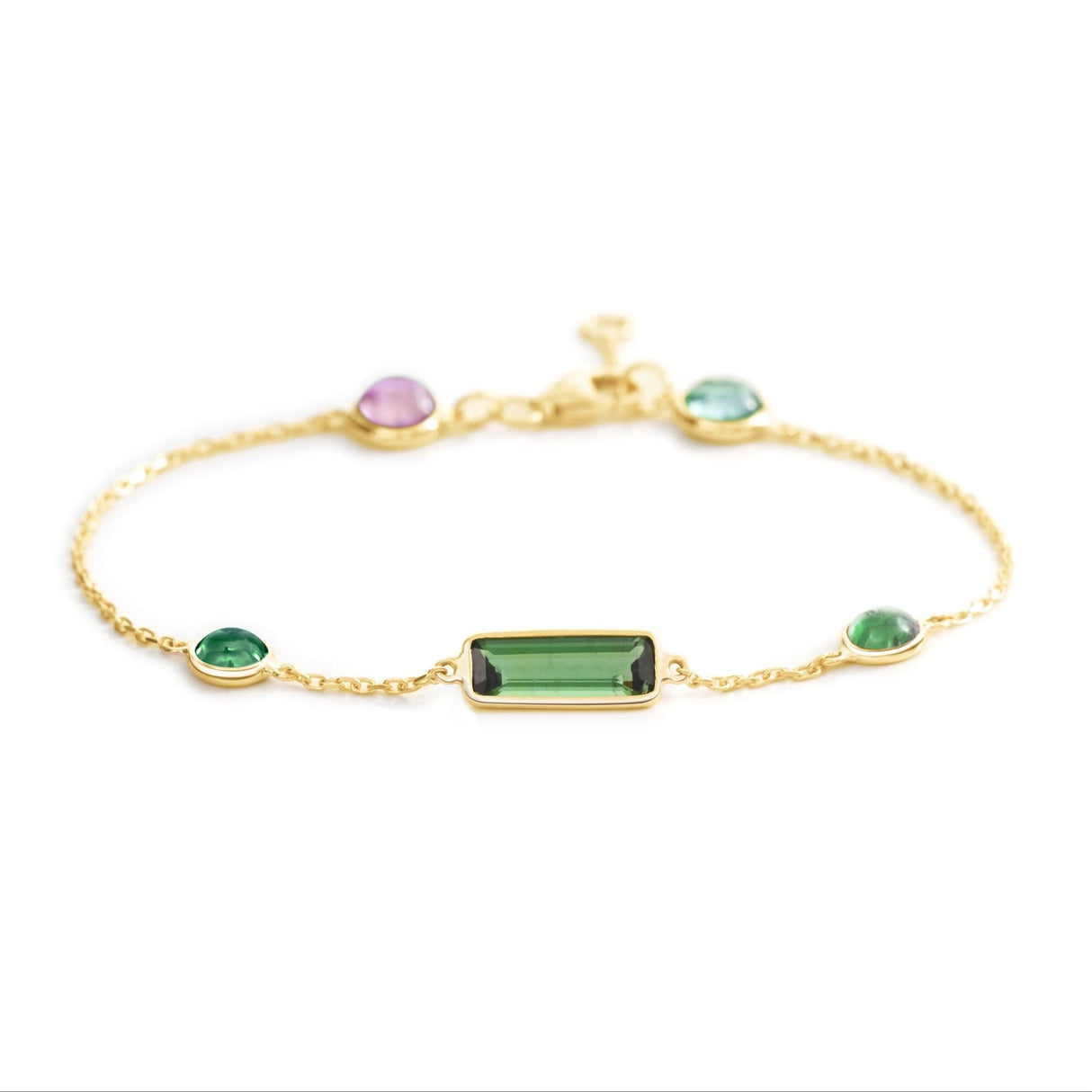 Green_Pink_Tourmaline_Candy_Bracelet_18K_gold_stackable_design