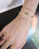 Green_Pink_Tourmaline_Candy_Bracelet_18K_gold_stackable_design_on_model_1