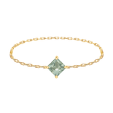Green Sapphire Chain Ring 14k gold Stackable ring