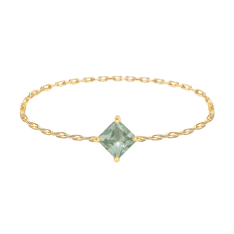 Green Sapphire Chain Ring 14k gold Stackable ring