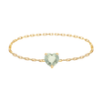 Green Sapphire Heart Chain Ring 14k gold Stackable ring
