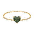 Green Sapphire Heart Supreme Chain Ring 18k gold Stackable ring 