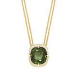 Green Tourmaline Aurora Supreme 18k gold handmade fine jewelry Necklace