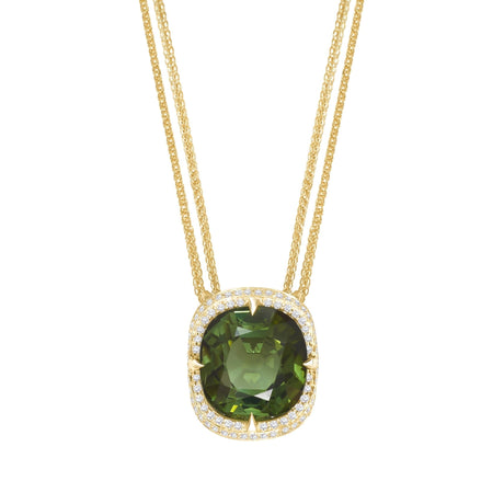 Green Tourmaline Aurora Supreme 18k gold handmade fine jewelry Necklace