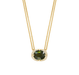 Green Tourmaline  Aurora 18k Gold Necklace handmade fine jewelry