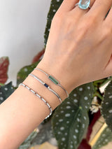 Green Tourmaline Bangle ( PT900) Stackable design on model