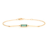 Green Tourmaline Bar Bracelet 18k gold stackable design