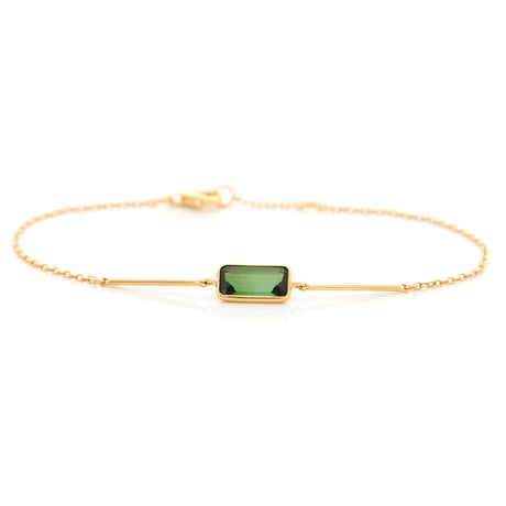 Green Tourmaline Bar Bracelet 18k gold stackable design 2