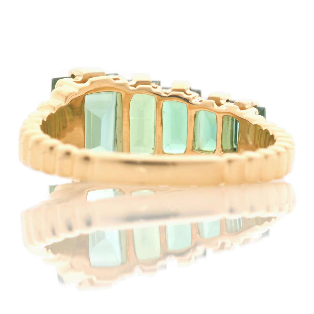 Green Tourmaline Crescendo Ring 18k gold Stackable ring back view