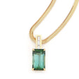 Green Tourmaline & Diamond Bar Necklace 18k handmade fine jewelry
